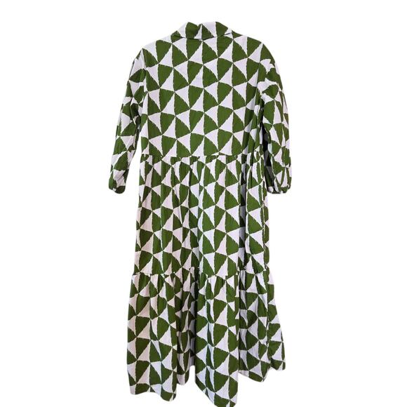 Maeve Anthropologie Bettina Tiered Shirt Dress Pockets Midi sz M Fits 8 10 12 - Picture 5 of 12